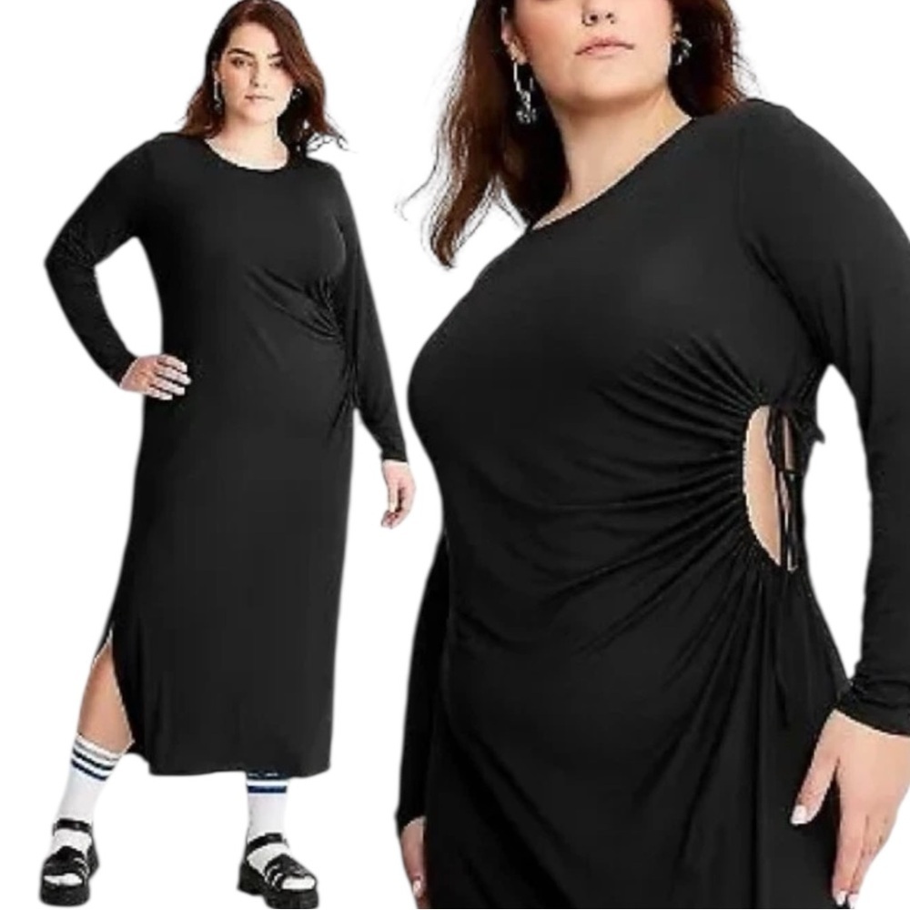 Future Collective Gabriella Karefa-Johnson Midi Dress Cut Out Slit Black XXL